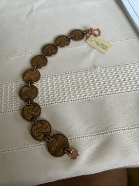 Vintage Penny Coin-Link Bracelet in Antique Copper